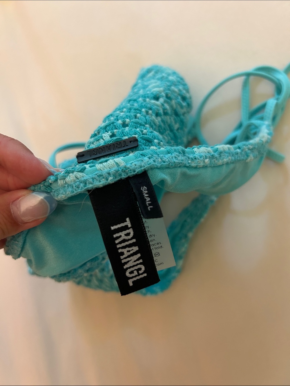 RARE triangl swimwear Crochet Bikini in Aqua Blue - Picture 6 of 6
